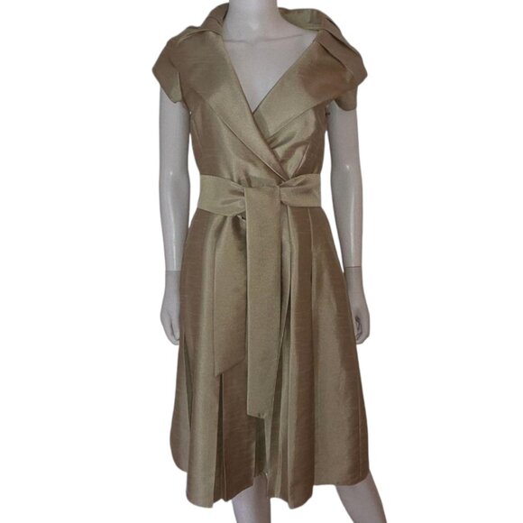 Jessica Howard Elegant Pleated Party Evening Tie Waist Dress - Picture 7 of 12